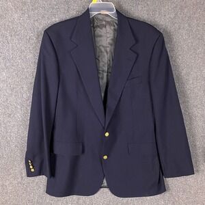 Nordstrom Blazer Men's Size 43‎ 100% Wool Navy Blue Adults 2 Buttons